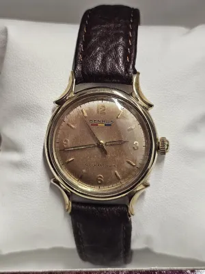 Benrus Vintage 1940s 10K Gold Filled Unique Dial, Men's Watch - $8K APR w/ COA!!