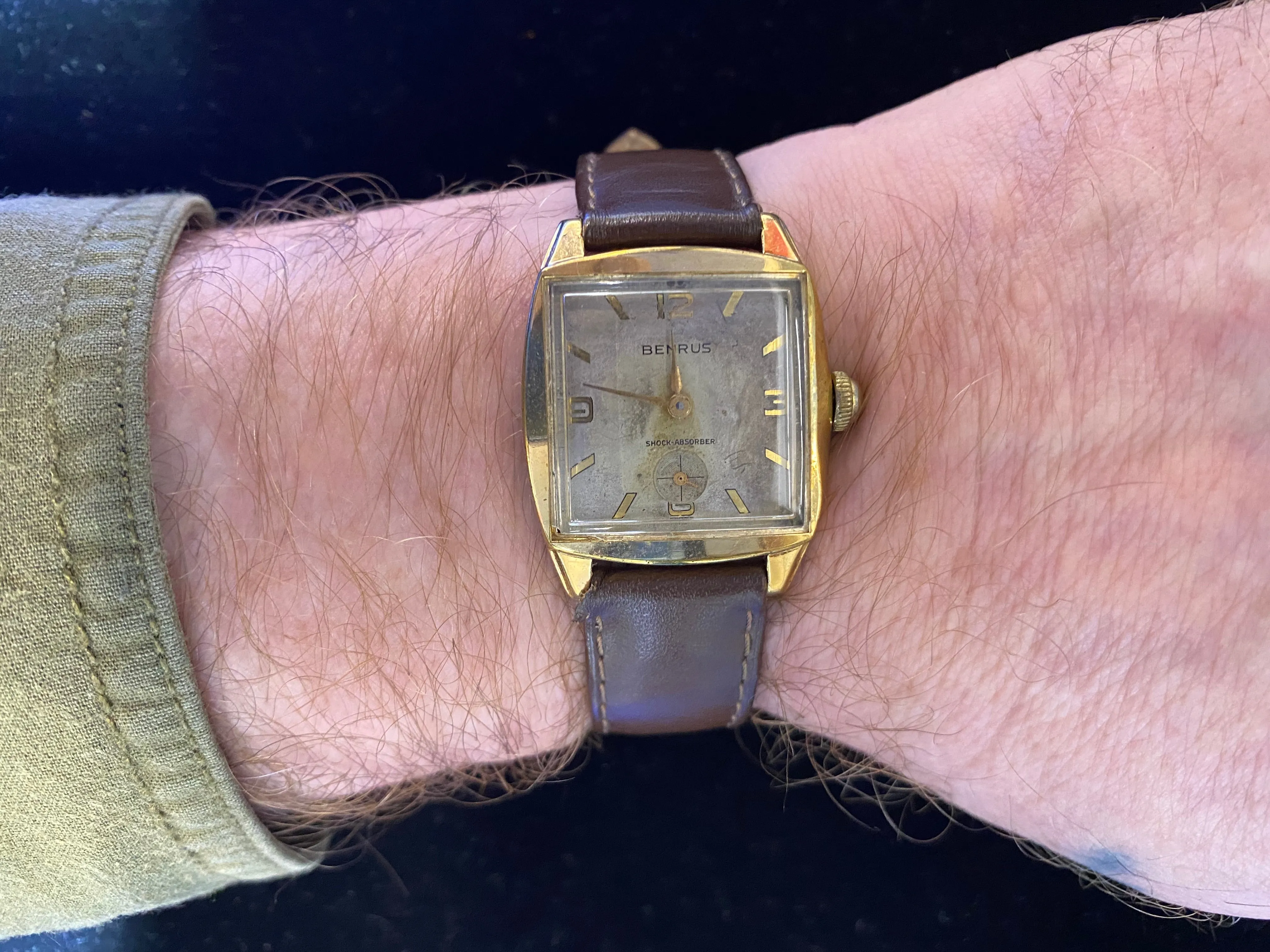 BENRUS VINTAGE ART DECO INSPIRED MEN’S WATCH! CIRCA 1940S/50S!  –$4K APR w/CoA!|