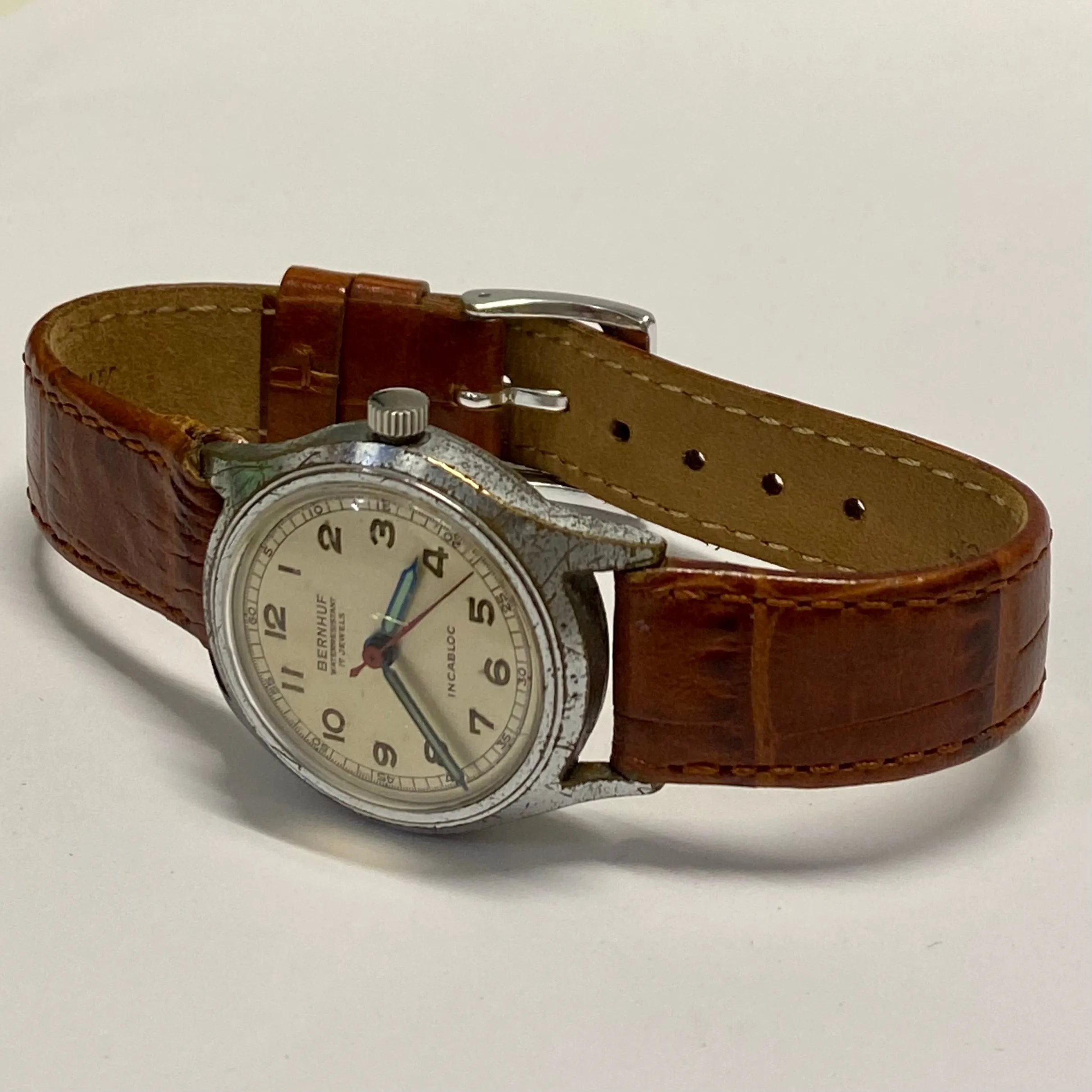 BERNHUF Military Vintage 1940's SS w/Green & Red Hands Watch - $6K APR w/ COA!!!