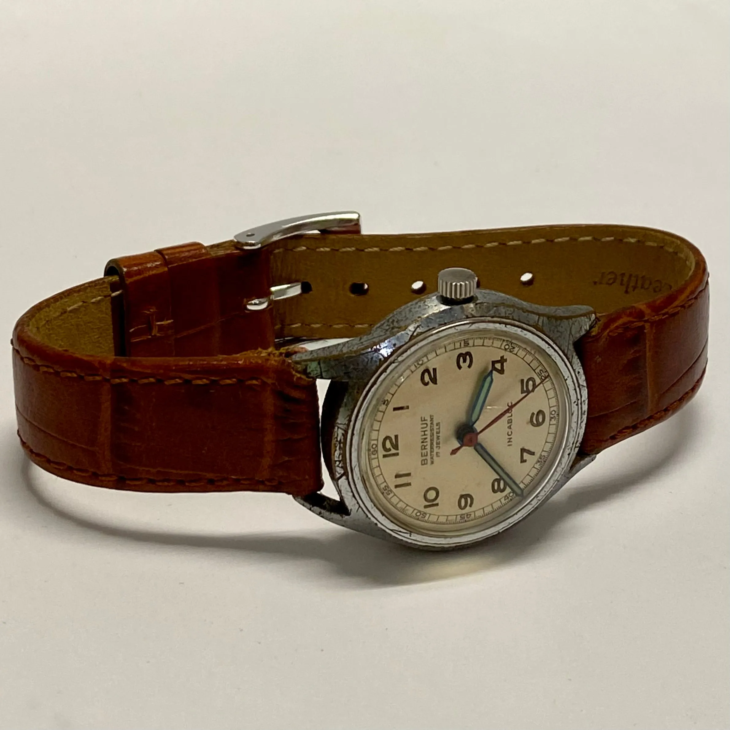 BERNHUF Military Vintage 1940's SS w/Green & Red Hands Watch - $6K APR w/ COA!!!