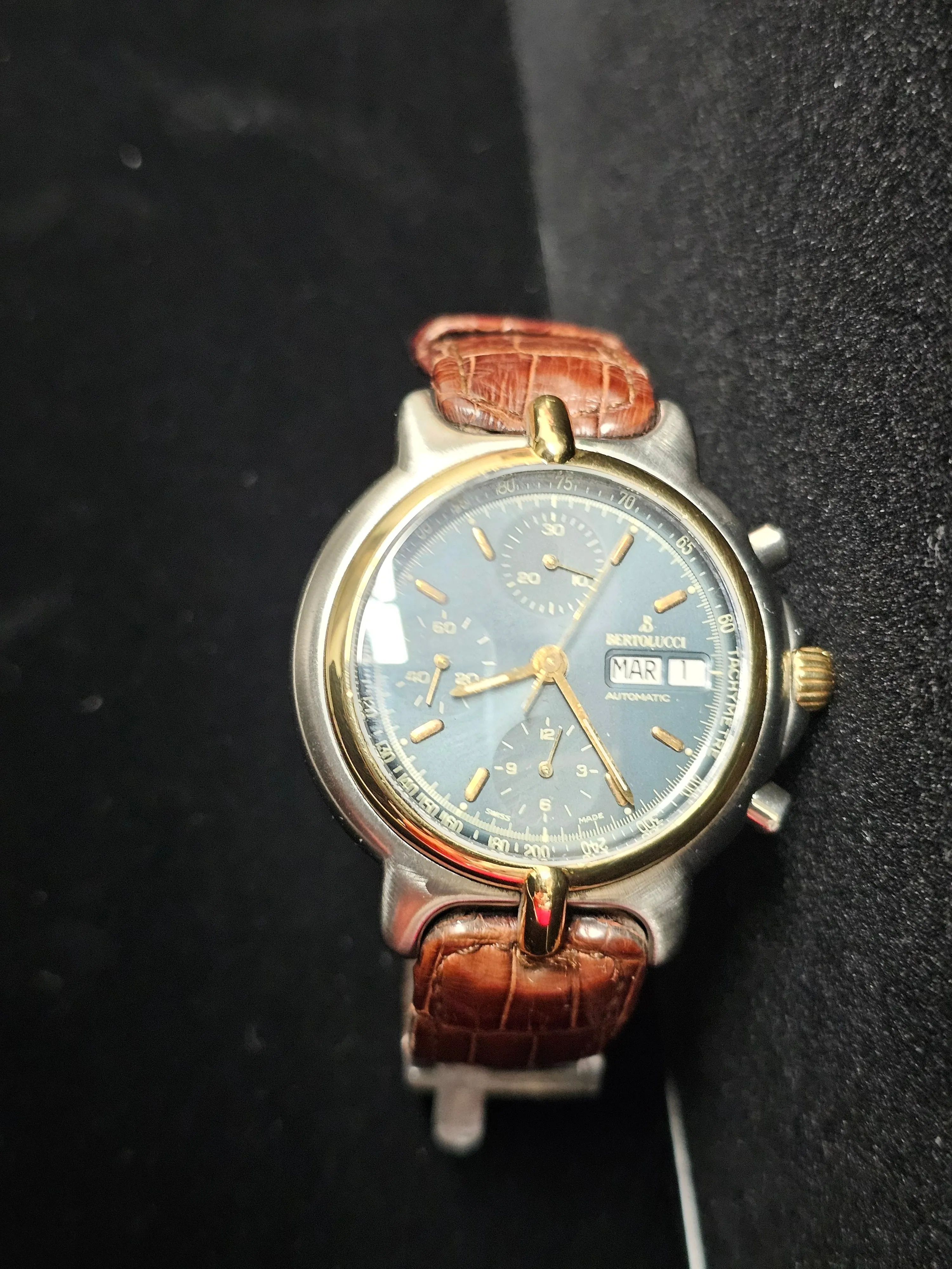 BERTOLUCCI 18k YG SS Automatic Jumbo Sized Day-Date Men's Watch- $15K APR w/ COA