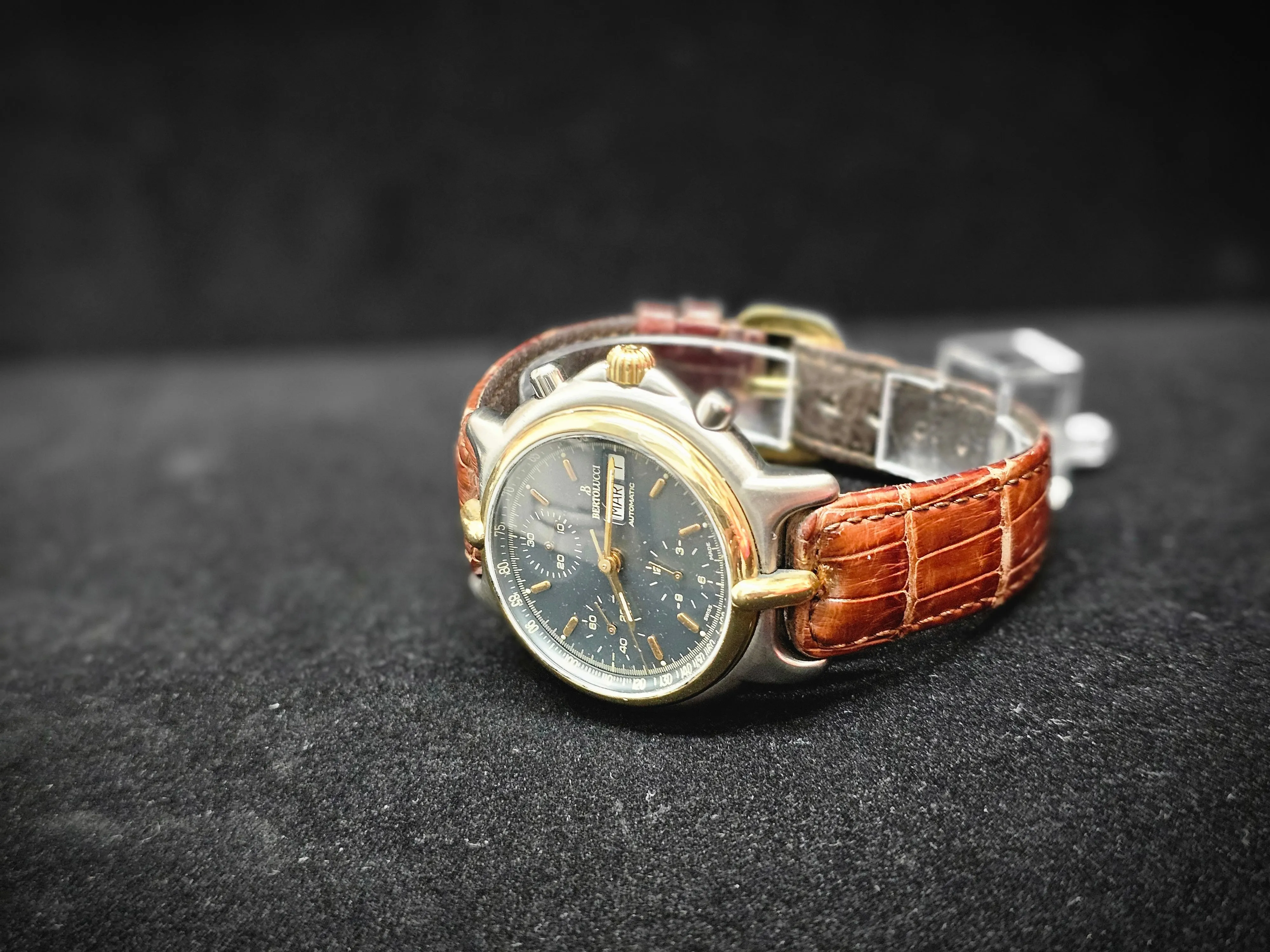 BERTOLUCCI 18k YG SS Automatic Jumbo Sized Day-Date Men's Watch- $15K APR w/ COA