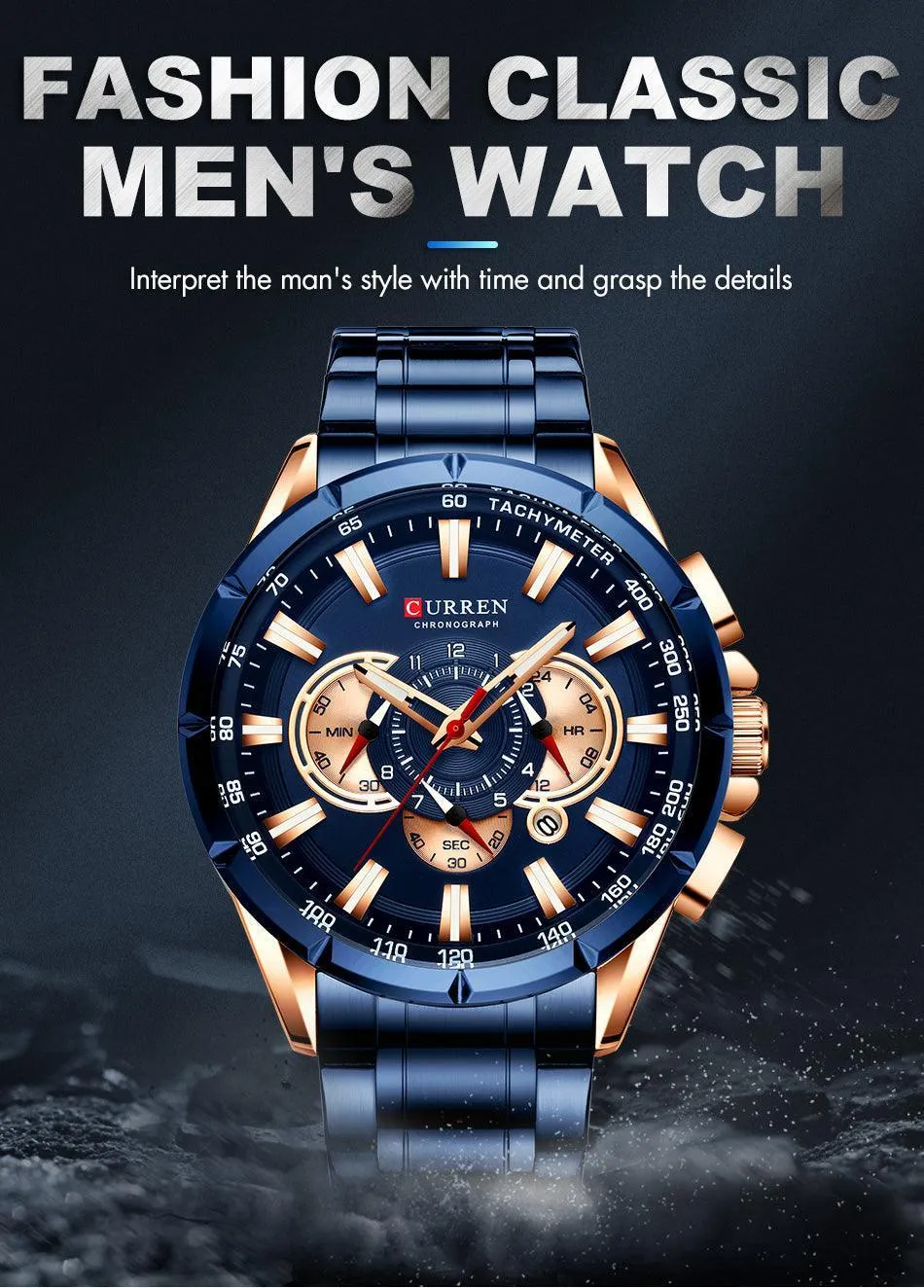 BEST GIFTS - Top Luxury Brand Big Dial Blue Quartz Men Chronograph Sport Watches