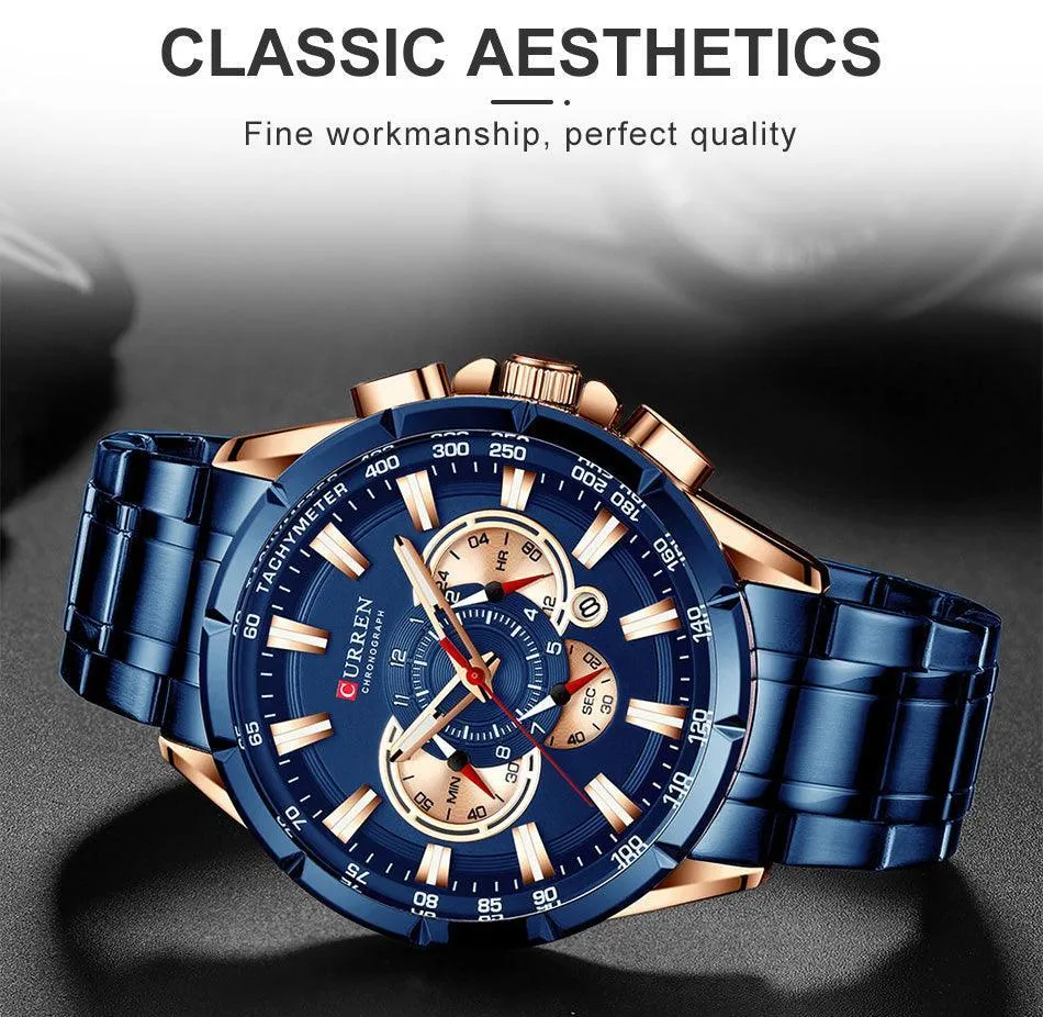 BEST GIFTS - Top Luxury Brand Big Dial Blue Quartz Men Chronograph Sport Watches
