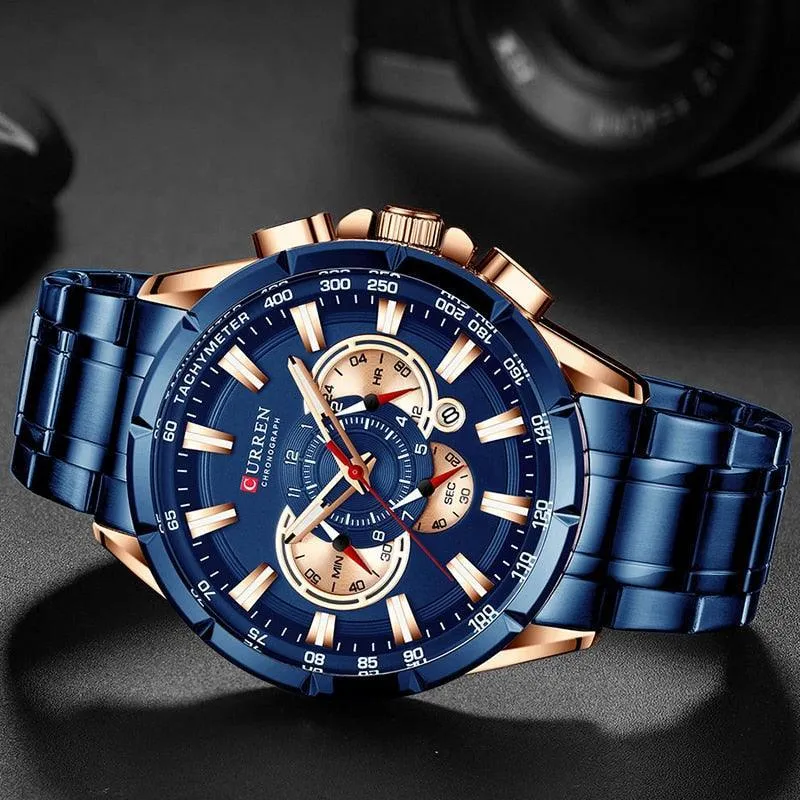 BEST GIFTS - Top Luxury Brand Big Dial Blue Quartz Men Chronograph Sport Watches