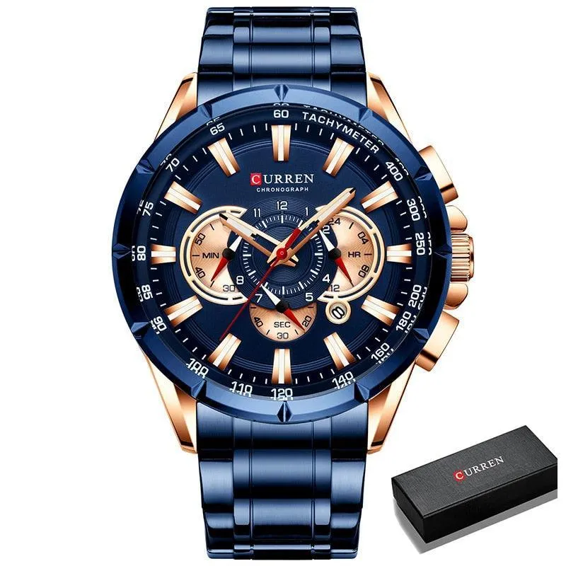 BEST GIFTS - Top Luxury Brand Big Dial Blue Quartz Men Chronograph Sport Watches