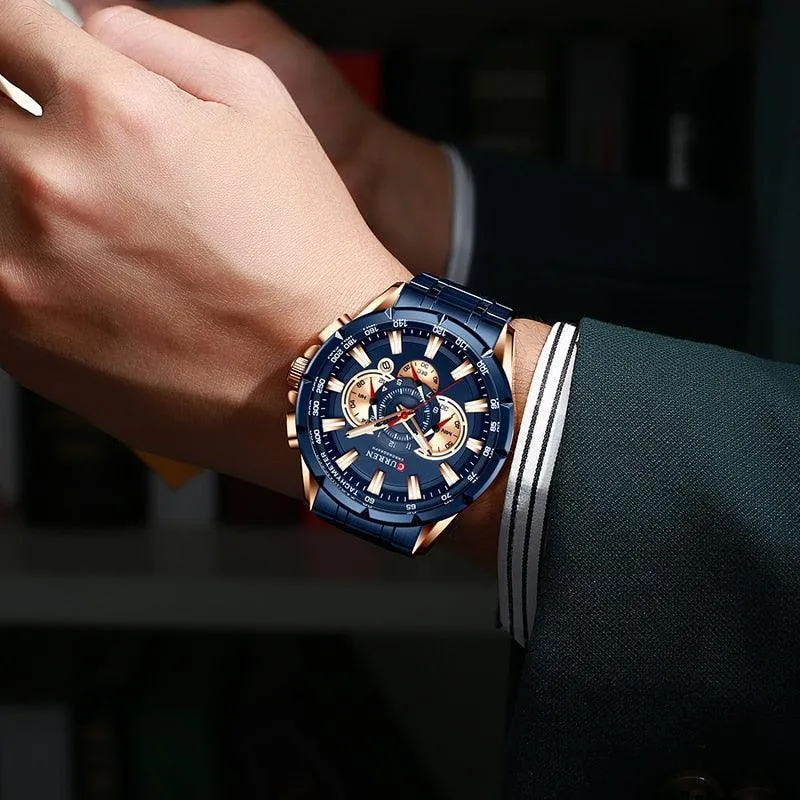 BEST GIFTS - Top Luxury Brand Big Dial Blue Quartz Men Chronograph Sport Watches