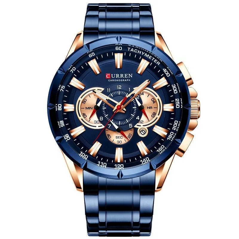 BEST GIFTS - Top Luxury Brand Big Dial Blue Quartz Men Chronograph Sport Watches