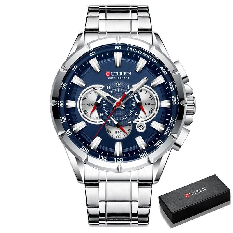 BEST GIFTS - Top Luxury Brand Big Dial Blue Quartz Men Chronograph Sport Watches