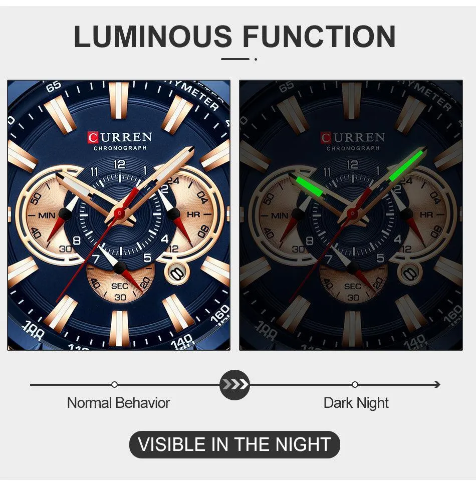 BEST GIFTS - Top Luxury Brand Big Dial Blue Quartz Men Chronograph Sport Watches