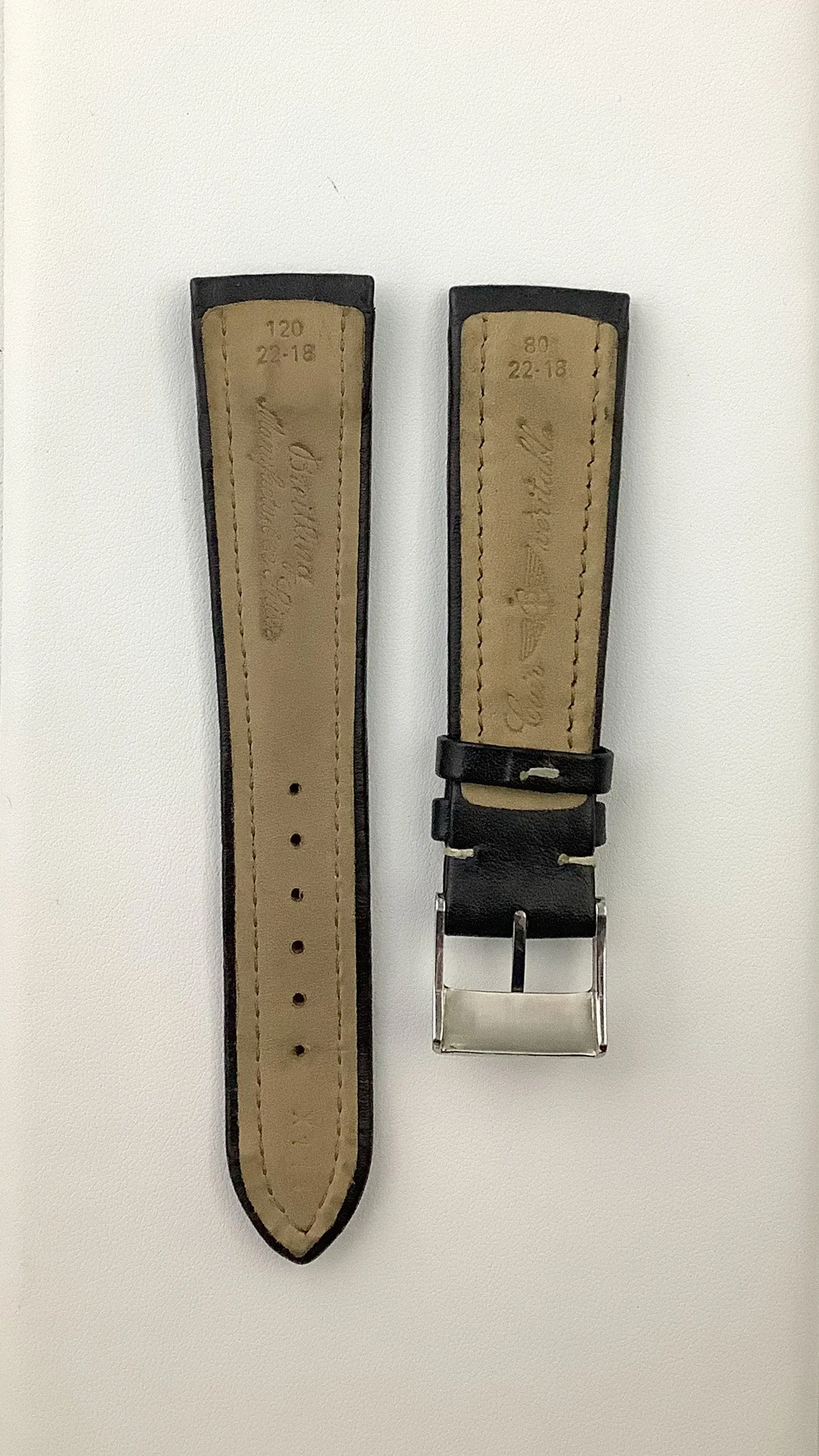 BREITLING Black Padded Leather Mens Watch Strap - $400 APR VALUE w/ CoA! ✓