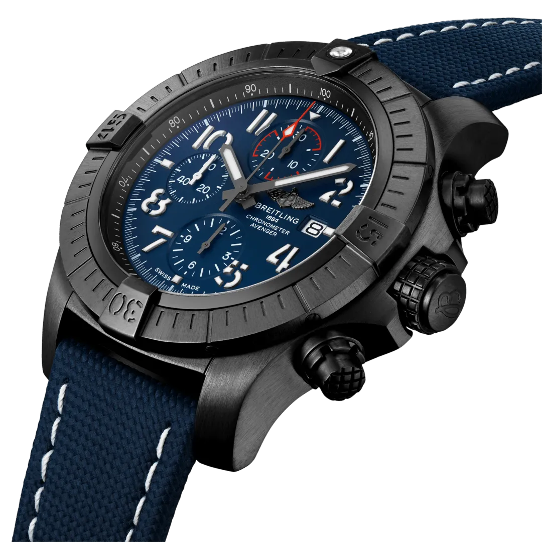 BRT Watch Super Avenger Chronograph 48 Night Mission Leather Tang Type