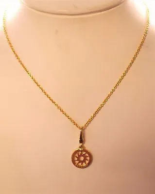 BVLGARI Contemporary 18K Yellow Gold Sun Necklace on 16'' Chain - $6K VALUE