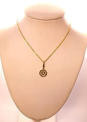 BVLGARI Contemporary 18K Yellow Gold Sun Necklace on 16'' Chain - $6K VALUE
