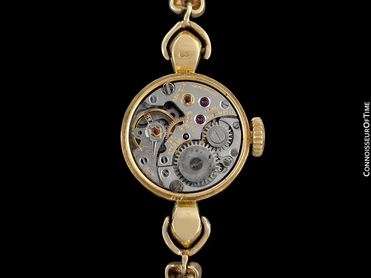 c. 1957 Rolex Orchid Ladies Vintage Watch, 18K Gold - Rare & Beautiful Crown Design