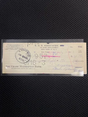 CARLO GAMBINO "CRIME BOSS" SIGNED CHASE BANK CHECK JULY 3, 1957 - $10K APR w CoA