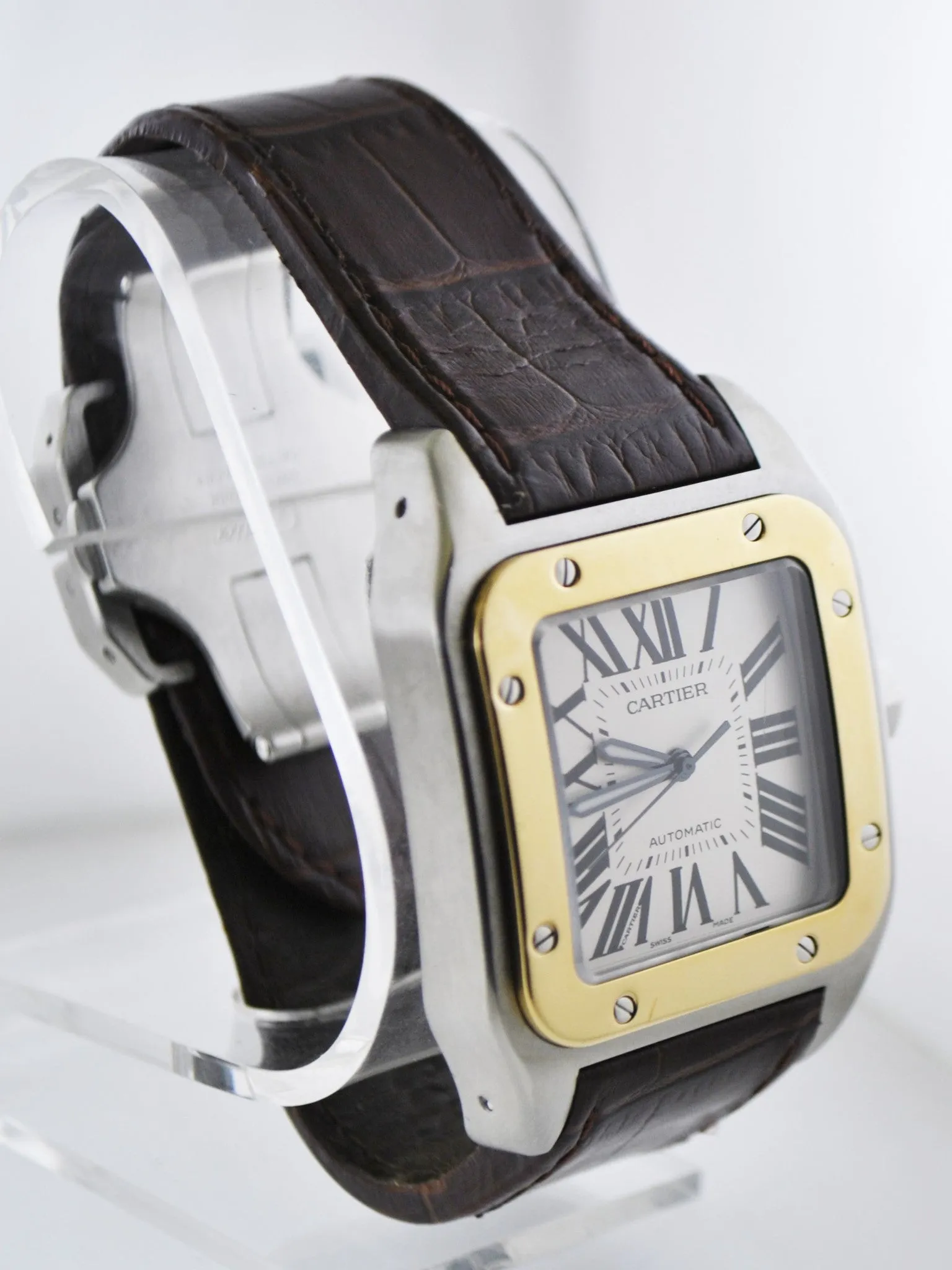 Cartier 100XL Santos #2656 Two-Tone Jumbo Square Wristwatch Automatic in 18 Karat Yellow Gold and Stainless Steel - $20K VALUE