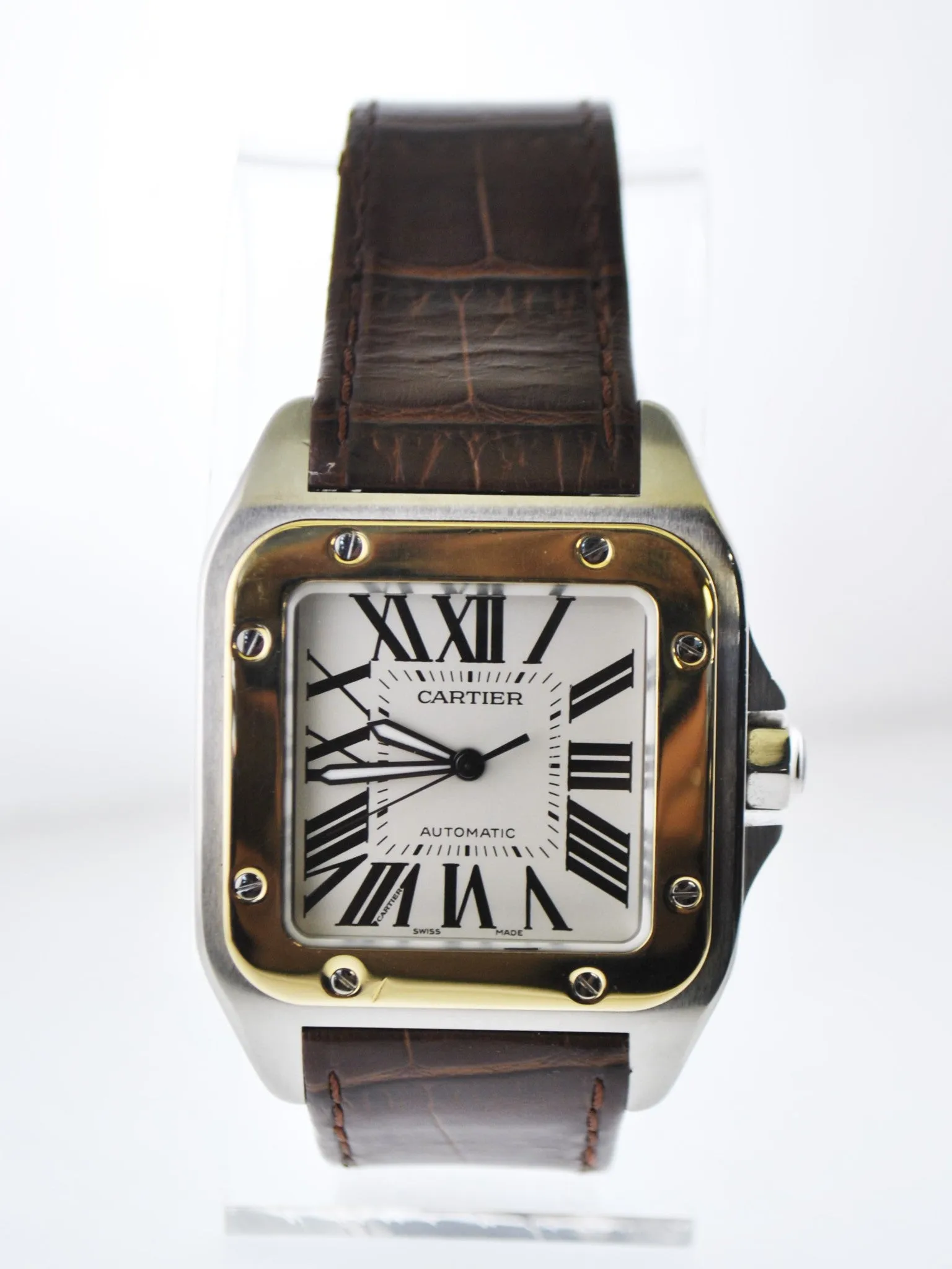 Cartier 100XL Santos #2656 Two-Tone Jumbo Square Wristwatch Automatic in 18 Karat Yellow Gold and Stainless Steel - $20K VALUE