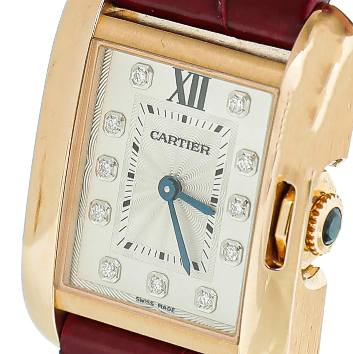 Cartier 18K Yellow Gold Diamond Tank Anglaise Quartz Watch