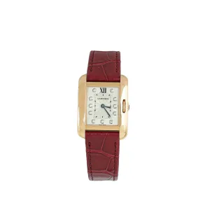 Cartier 18K Yellow Gold Diamond Tank Anglaise Quartz Watch