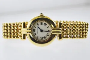 CARTIER 18K Yellow Gold Rivoli Small Round Wristwatch w/ Wide Bezel - $35K VALUE!