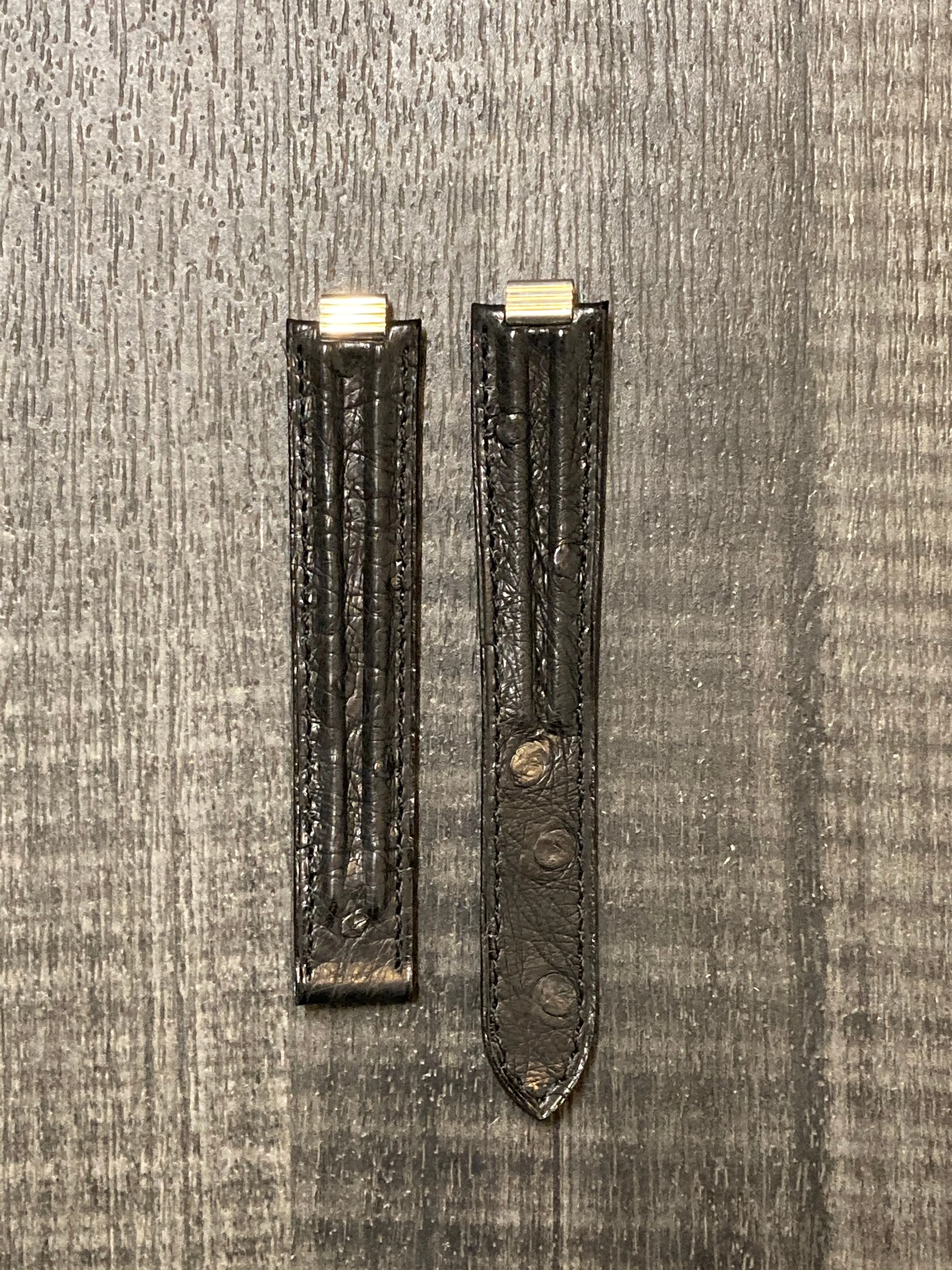 CARTIER 21 Black Ostrich Watch Strap for Deployment Buckle- $900 APR VALUE w/ CoA! ✓