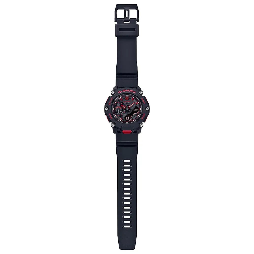 Casio Men's Blak Ignite Red Dial Black Resin Band G-Shock Analog and Digital Quartz Watch - GA-2200BNR-1ACR