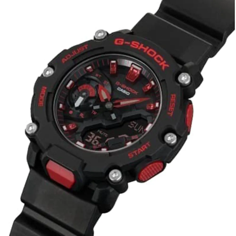 Casio Men's Blak Ignite Red Dial Black Resin Band G-Shock Analog and Digital Quartz Watch - GA-2200BNR-1ACR