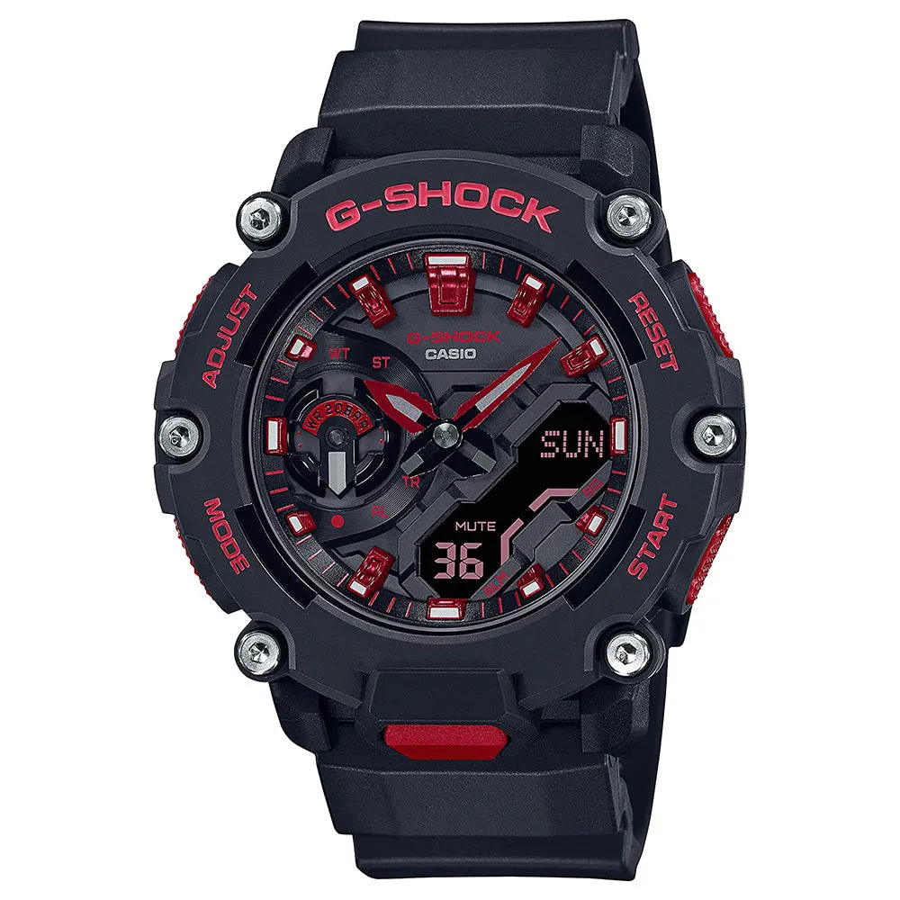 Casio Men's Blak Ignite Red Dial Black Resin Band G-Shock Analog and Digital Quartz Watch - GA-2200BNR-1ACR