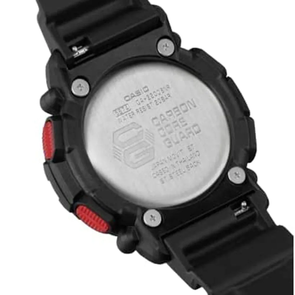 Casio Men's Blak Ignite Red Dial Black Resin Band G-Shock Analog and Digital Quartz Watch - GA-2200BNR-1ACR