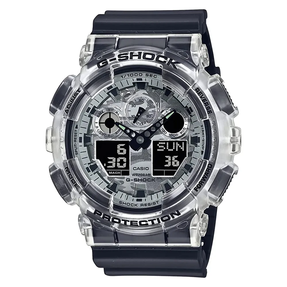 Casio Women's Black Dial Resin Band G-Shock Analog and Digital Quartz Watch - GA-100SKC-1ACR