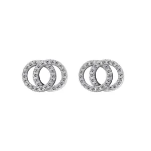 Charm Double Round Intertwined Stud Earrings Cubic
