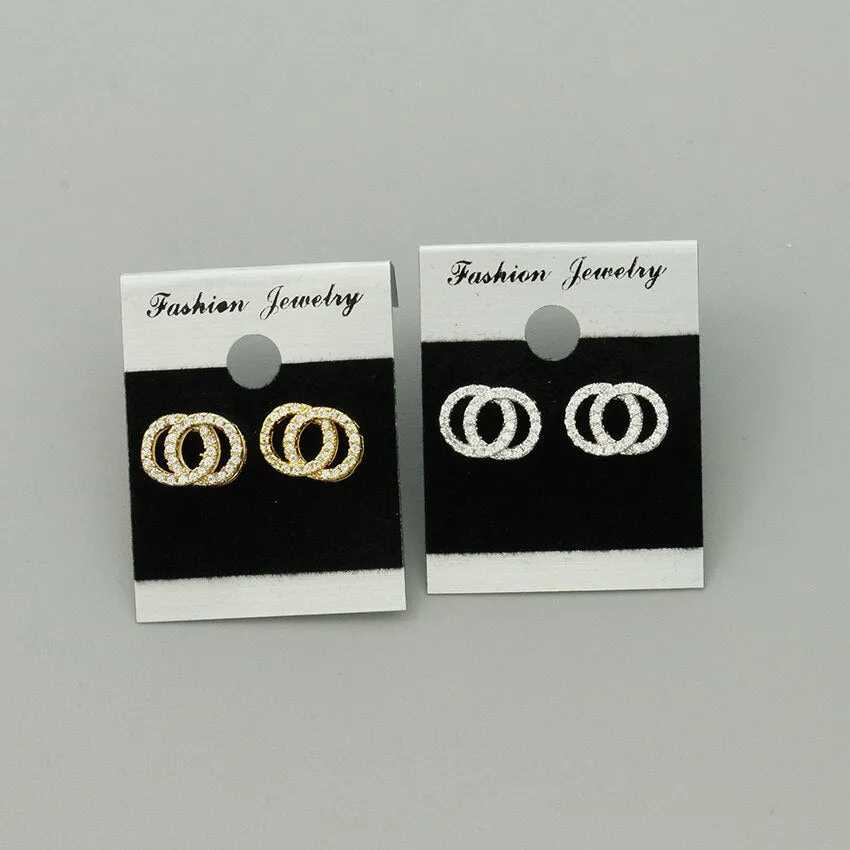 Charm Double Round Intertwined Stud Earrings Cubic