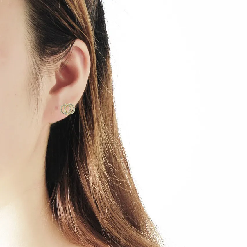 Charm Double Round Intertwined Stud Earrings Cubic