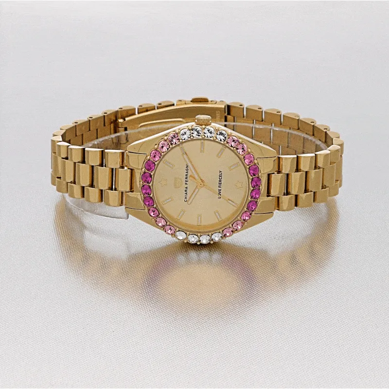 Chiara Ferragni Everyday Pink Zircon Gold Watch