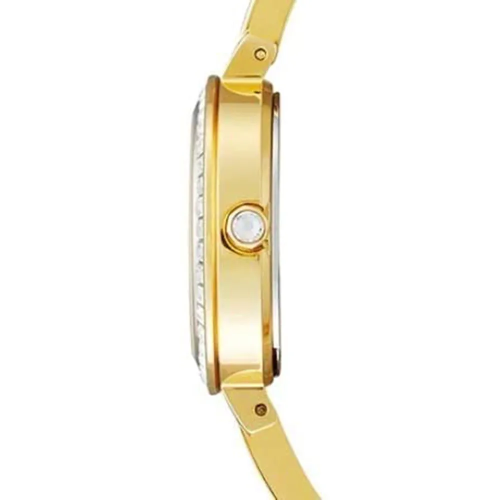 Citizen Womens Eco-Drive Silhouette Crystal Gold Tone Bangle Mother-of-Pearl Dial Watch - EM0862-56D