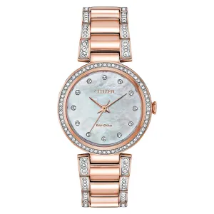 Citizen Womens Silhouette Crystal White Dial Bracelet Dress Watch - EM0843-51D