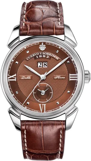 Cuervo y Sobrinos Watch Historiador Dual Time Tobacco Dial