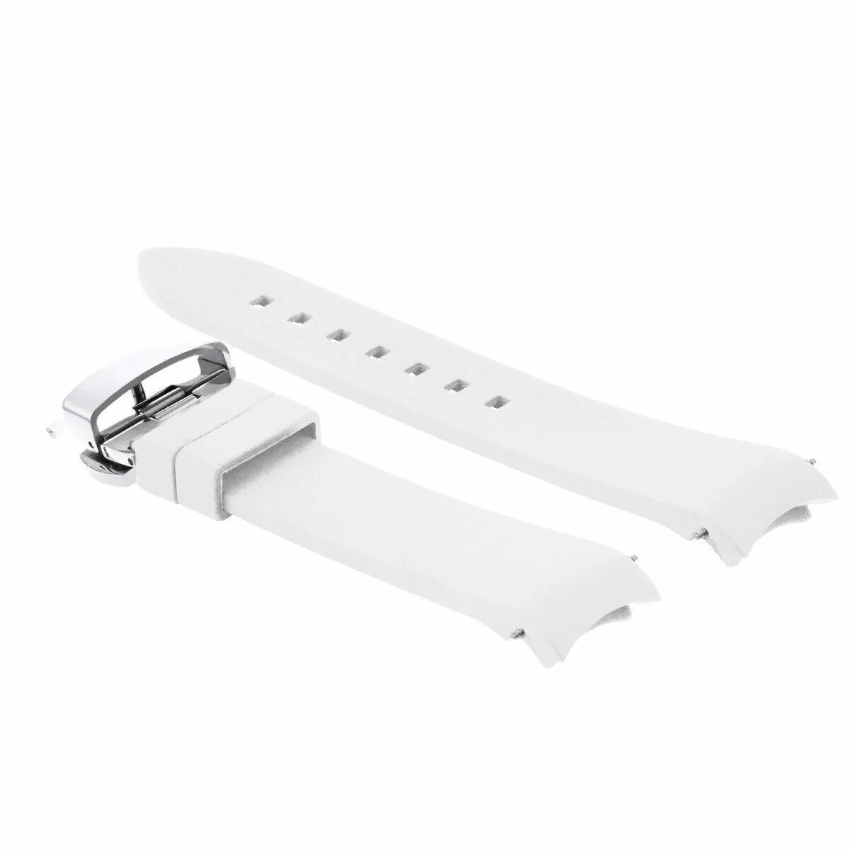 CURVED END SILICONE WATCH BAND RUBBER STRAP 18MM 19MM,20MM 21MM 22MM 24MM  CLASP