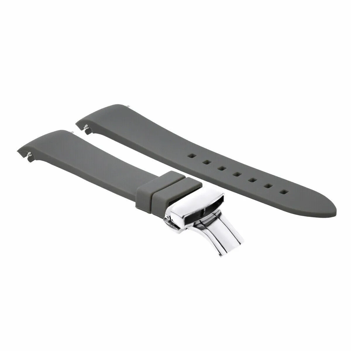 CURVED END SILICONE WATCH BAND RUBBER STRAP 18MM 19MM,20MM 21MM 22MM 24MM  CLASP