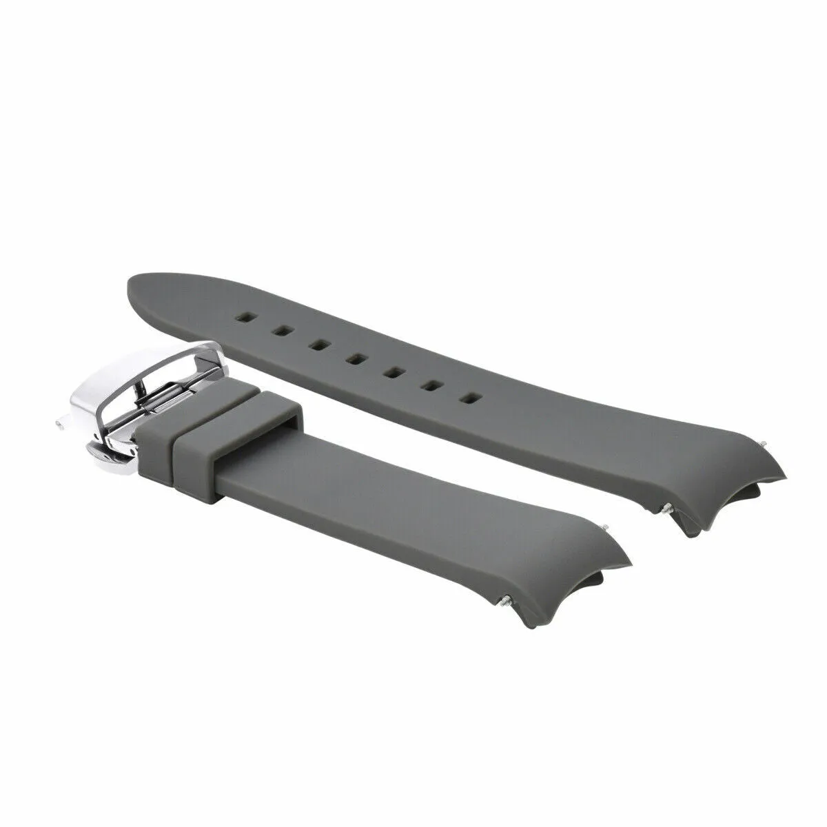 CURVED END SILICONE WATCH BAND RUBBER STRAP 18MM 19MM,20MM 21MM 22MM 24MM  CLASP