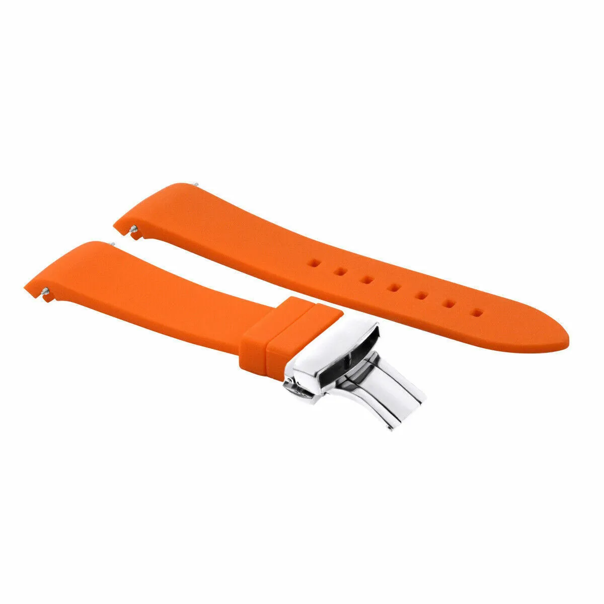 CURVED END SILICONE WATCH BAND RUBBER STRAP 18MM 19MM,20MM 21MM 22MM 24MM  CLASP