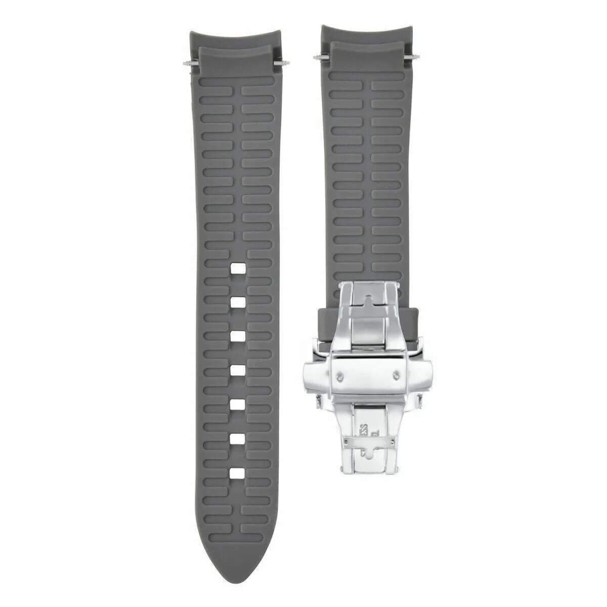 CURVED END SILICONE WATCH BAND RUBBER STRAP 18MM 19MM,20MM 21MM 22MM 24MM  CLASP
