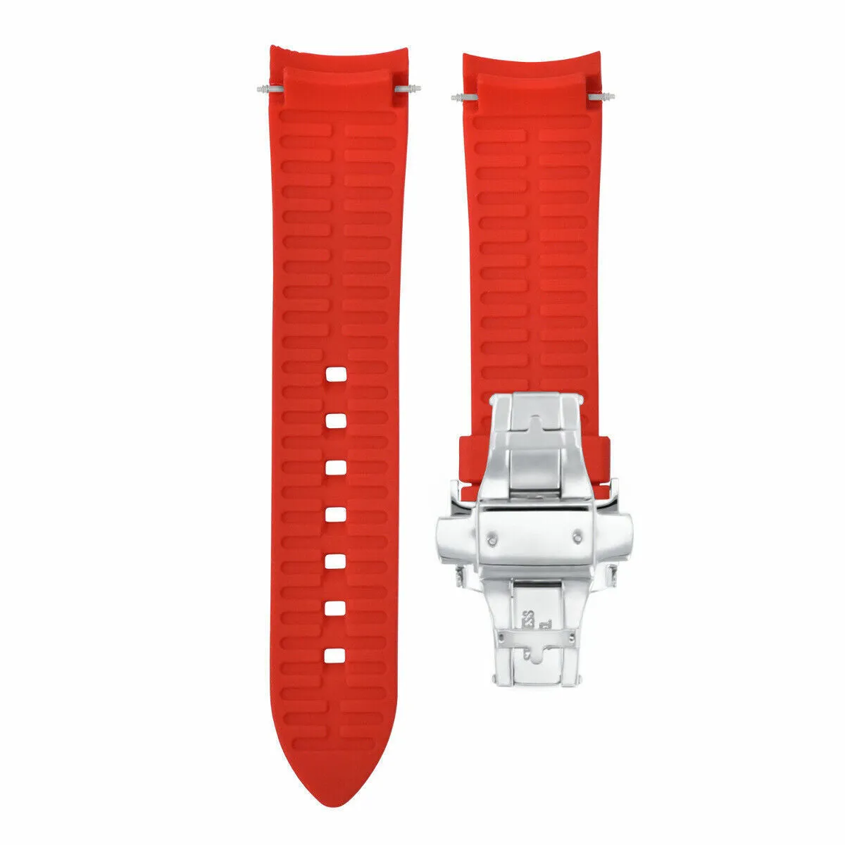 CURVED END SILICONE WATCH BAND RUBBER STRAP 18MM 19MM,20MM 21MM 22MM 24MM  CLASP