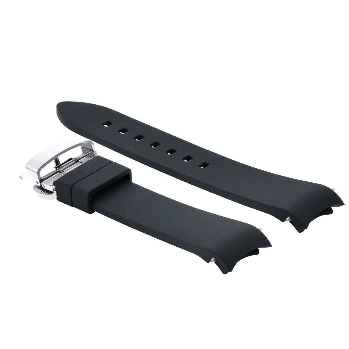 CURVED END SILICONE WATCH BAND RUBBER STRAP 18MM 19MM,20MM 21MM 22MM 24MM  CLASP