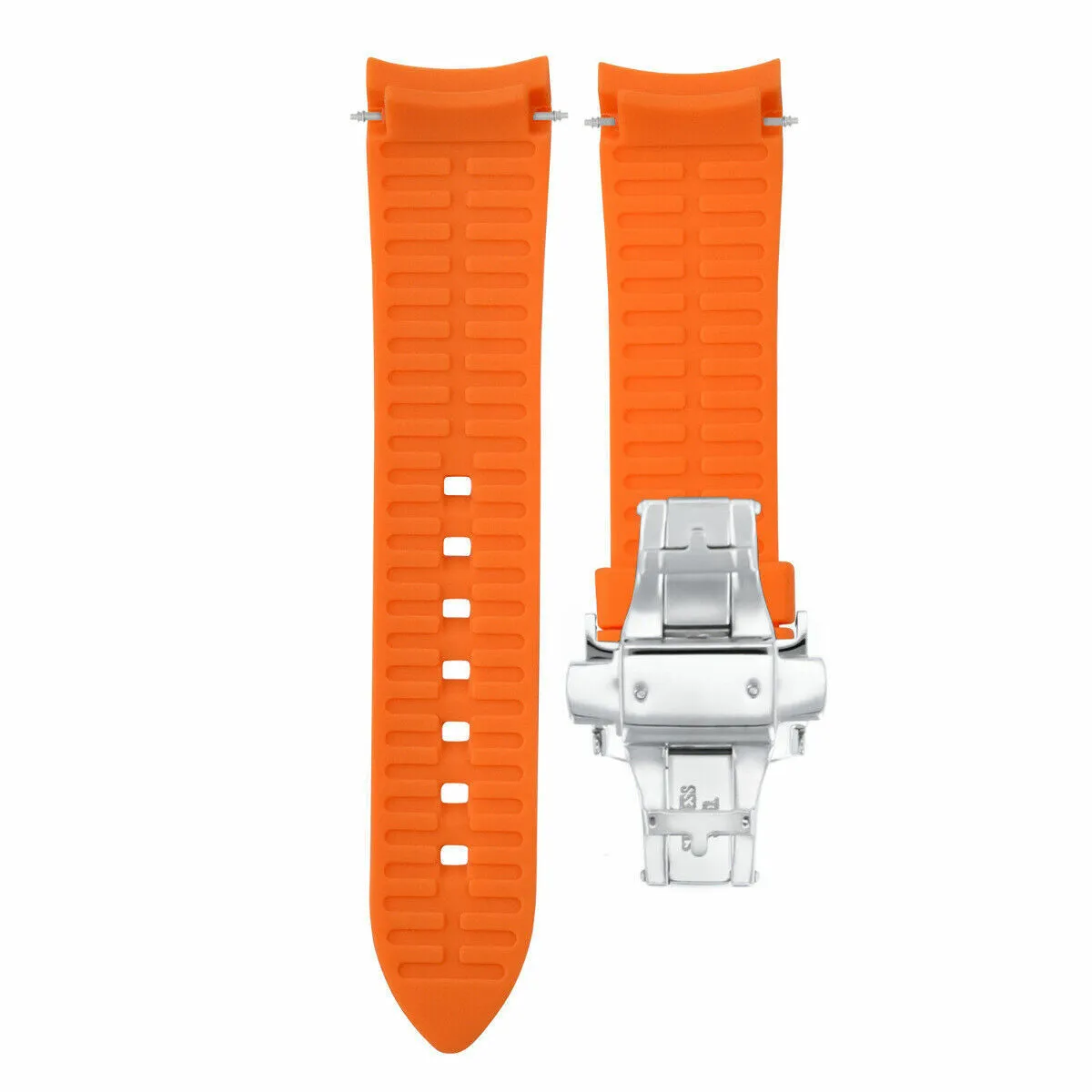 CURVED END SILICONE WATCH BAND RUBBER STRAP 18MM 19MM,20MM 21MM 22MM 24MM  CLASP