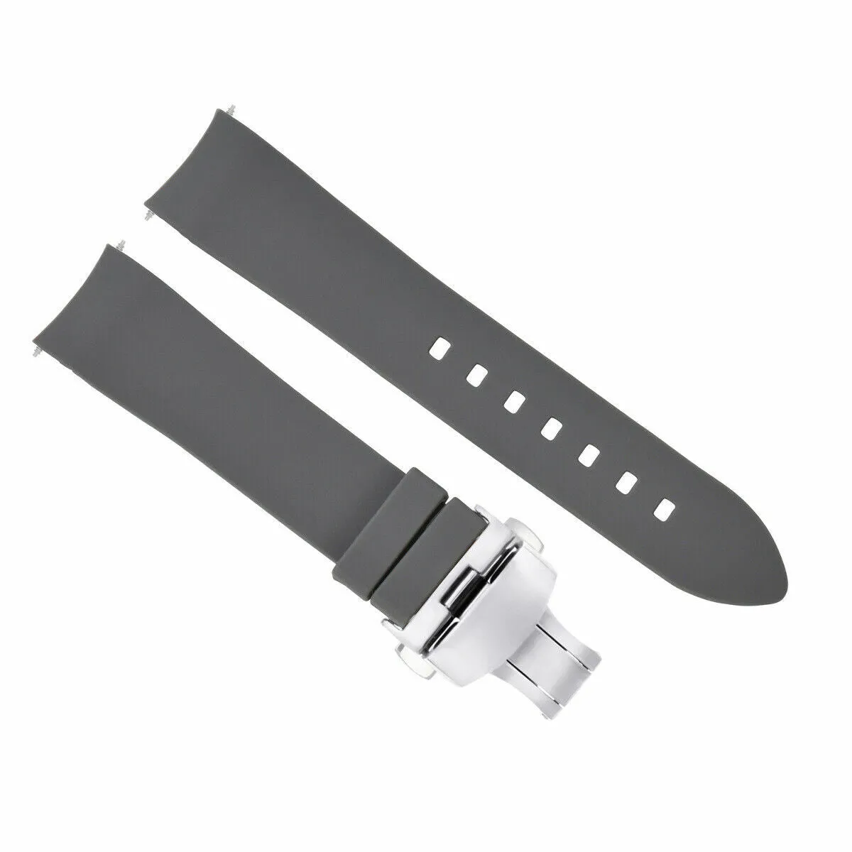 CURVED END SILICONE WATCH BAND RUBBER STRAP 18MM 19MM,20MM 21MM 22MM 24MM  CLASP