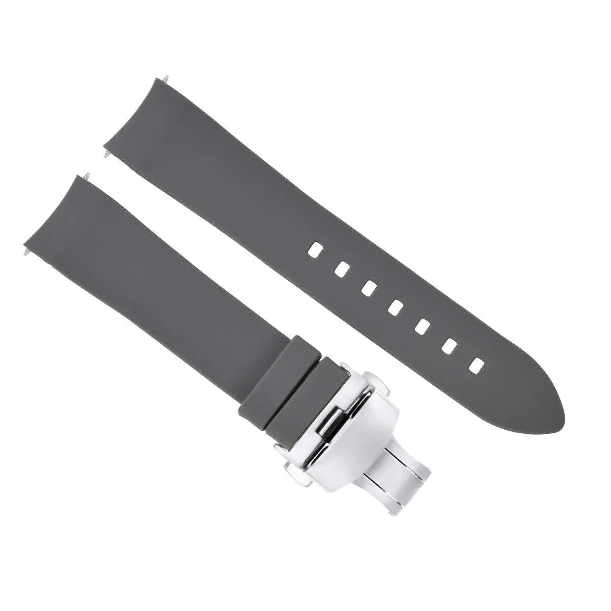 CURVED END SILICONE WATCH BAND RUBBER STRAP 18MM 19MM,20MM 21MM 22MM 24MM  CLASP