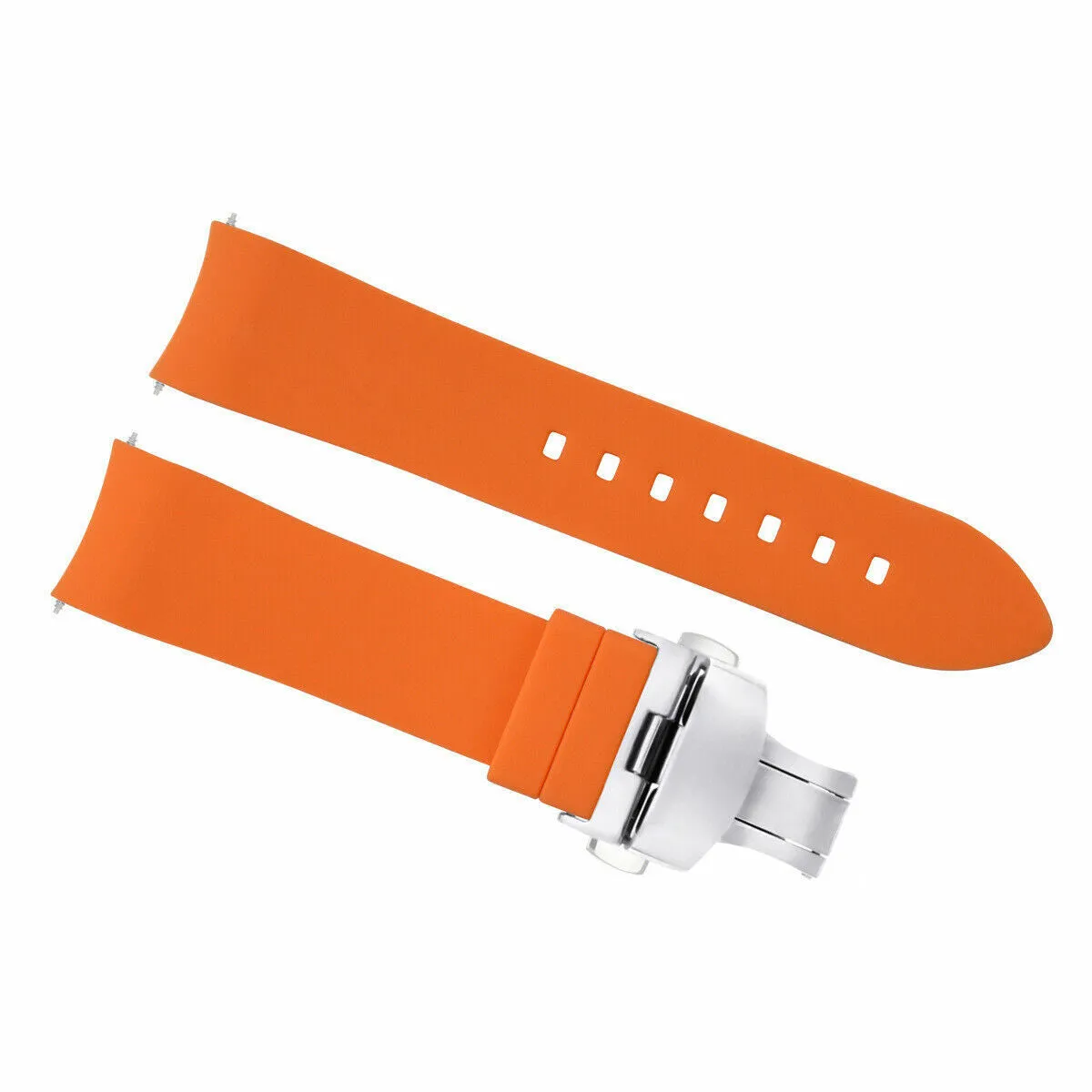 CURVED END SILICONE WATCH BAND RUBBER STRAP 18MM 19MM,20MM 21MM 22MM 24MM  CLASP