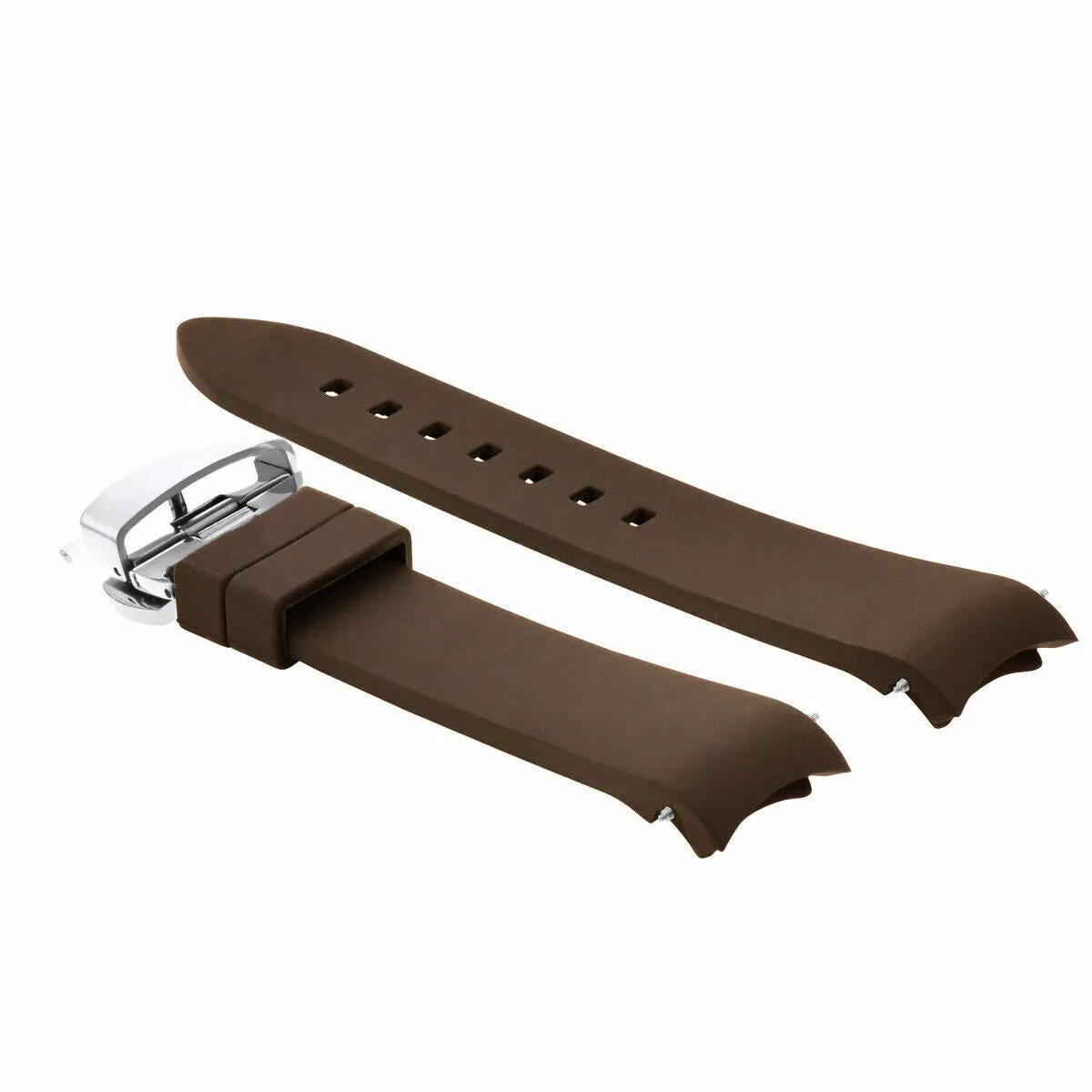 CURVED END SILICONE WATCH BAND RUBBER STRAP 18MM 19MM,20MM 21MM 22MM 24MM  CLASP